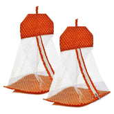Kuber Industries Hanging Organizer | Net Hanging Undergarment Organizer | Versatile Dot Print Storage Bag | Undergarment Bag for Bathroom | Home | Pack of 2 | Orange